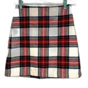 Abercrombie & Fitch Women’s Red Plaid Wool-Blend Mini Skirt XXS